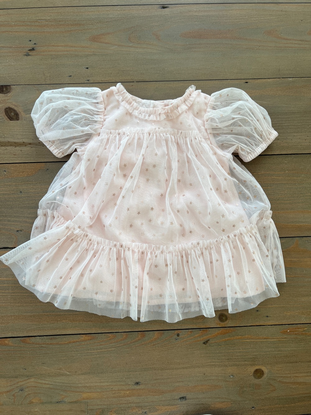 Cat & Jack Pink Star Baby Dress with Diaper Cover - 0-3 Months